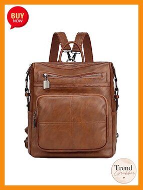 Women's Convertible Vegan Leather Backpack Purse, Fashion Faux Leather Shoulder